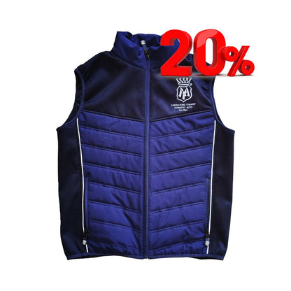 Labocosmetica Insulated Bodywarmer. Gilet, sleeveless jacket blue and black. The RIPSTOP military fabric, a light material with nylon spinning, resists not only to abrasions, tears and lacerations, but also makes the vest waterproof. Labocosmetica Ireland