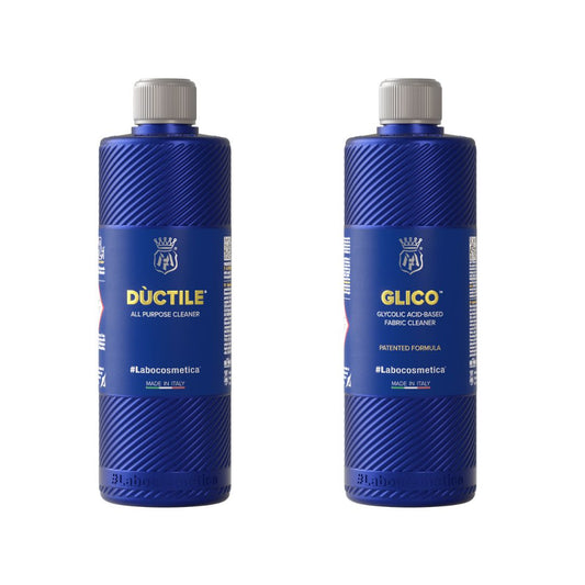 Labocosmetica Ductile APC. All Purpose Cleaner. Alcantara Safe. Blue bottle with see through cap. Labocosmetica Cork Ireland. Labocosmetica #Glico is a next generation, natural Glycolic Acid Based Fabric Cleaner. Best interior Cleaner. Best Fabric Cleaner. Labocosmetica Ireland