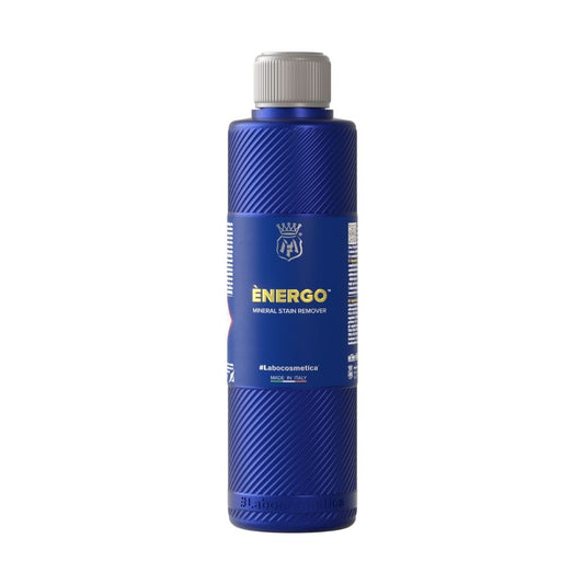 Blue bottle of Labocosmetica Labocosmetica ENERGO Water Spot Remover 250ml on white background