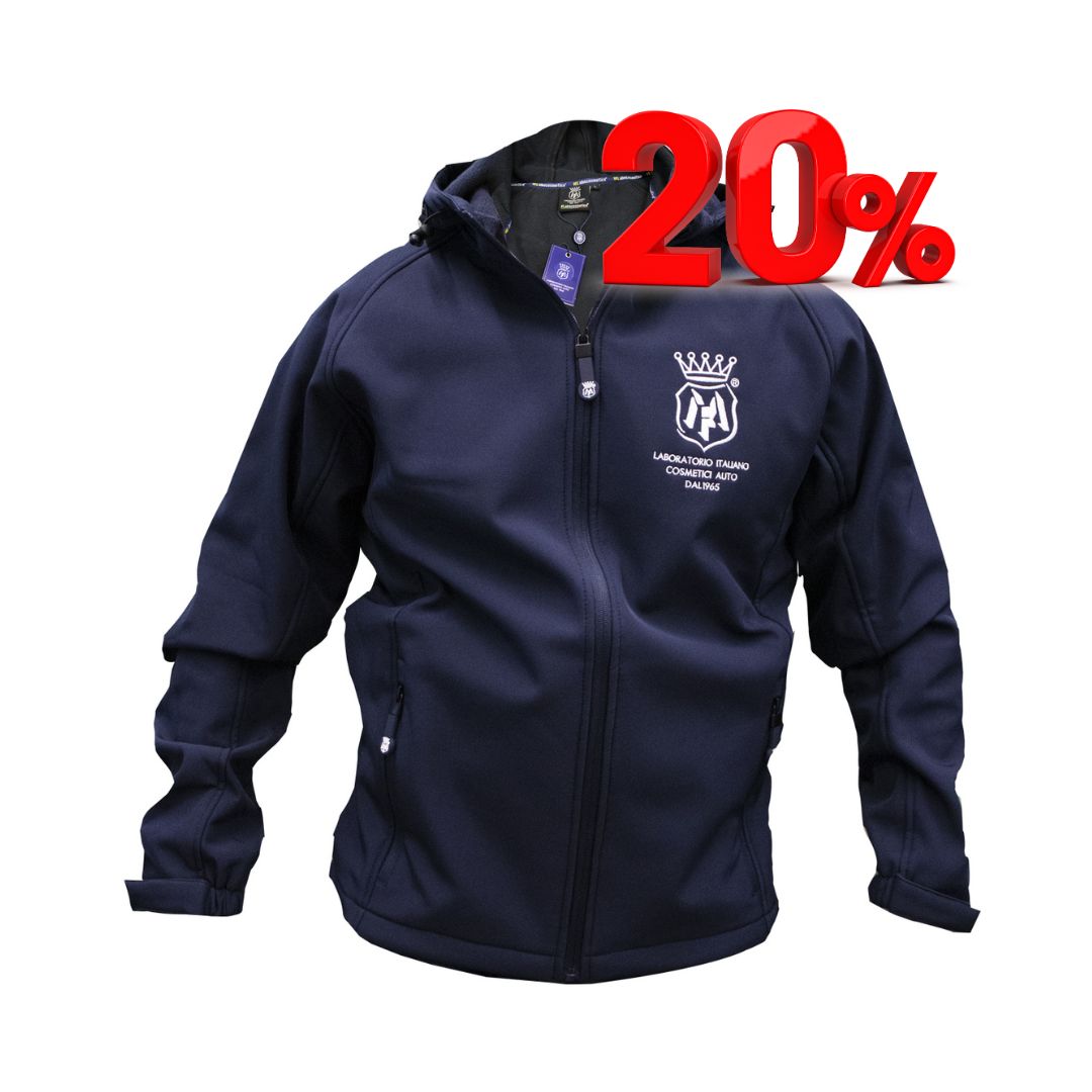 Labocosmetica TECHNO Softshell zipped Hoodie Jacket in navy blue made of high quality materials that are both resistant to wear while still being comfortable to wear.&nbsp;