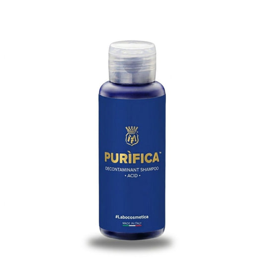 Blue bottle of Labocosmetica PURIFICA Acidic Shampoo & Coating Rejuvenator - 100ml. Labocosmetica Ireland