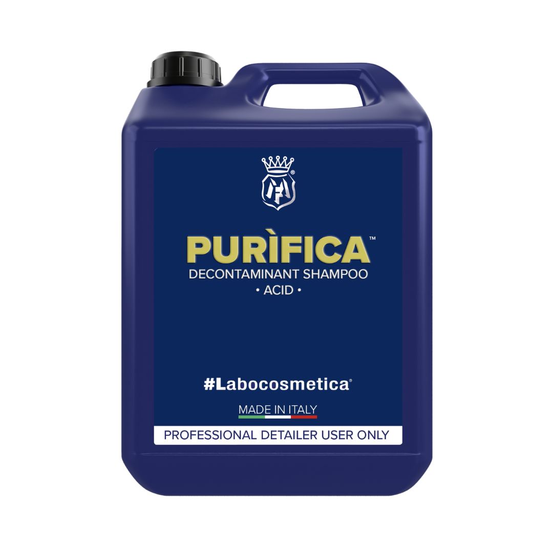 Blue Jerry can of Labocosmetica PURIFICA Acidic Shampoo & Coating Rejuvenator 4500ml. Labocosmetica Ireland