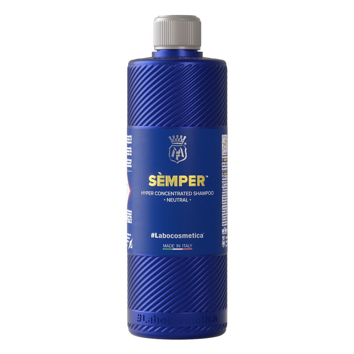 Labocosmetica Semper pH Neutral Shampoo. Best shampoo with high dilution ratio. High foaming shampoo and safe on ceramic coatings. Blue bottle with see through cap. Labocosmetica Cork Ireland