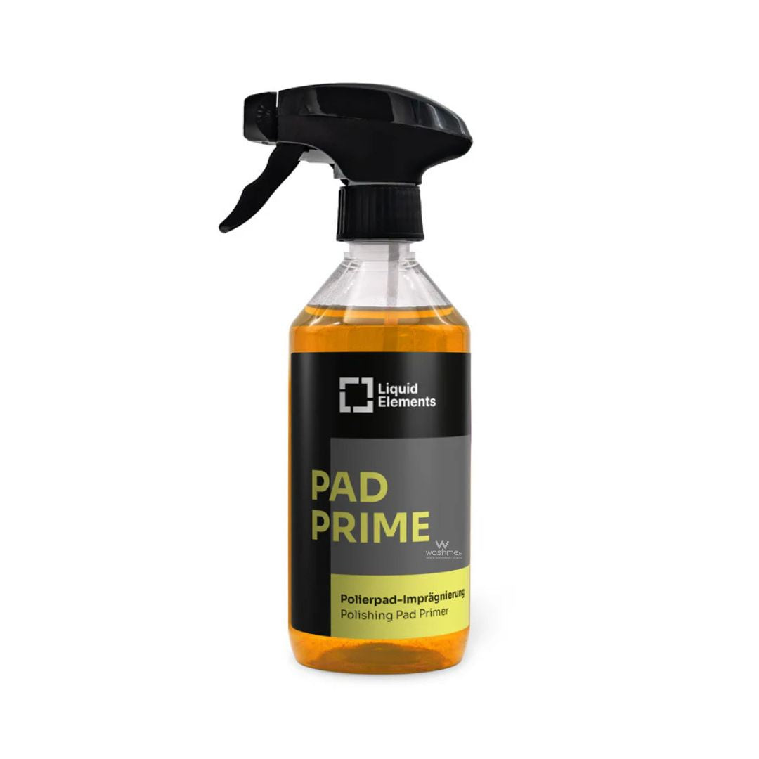 Spray bottle labeled 'Pad Prime' by Liquid Elements on a white background