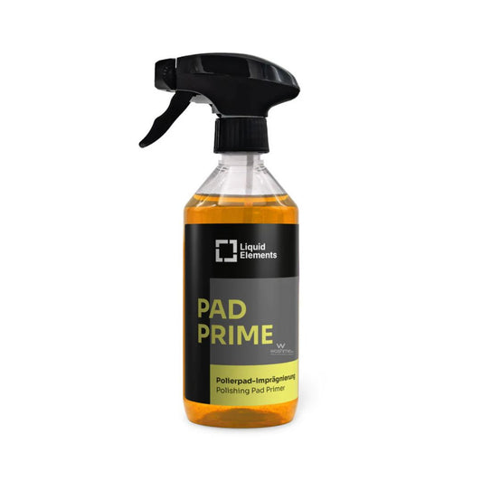 Spray bottle labeled 'Pad Prime' by Liquid Elements on a white background