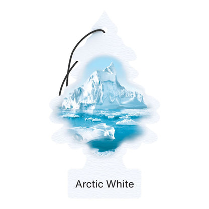 Little Trees Air Freshener 'Arctic White' with a white background. Little Trees Ireland