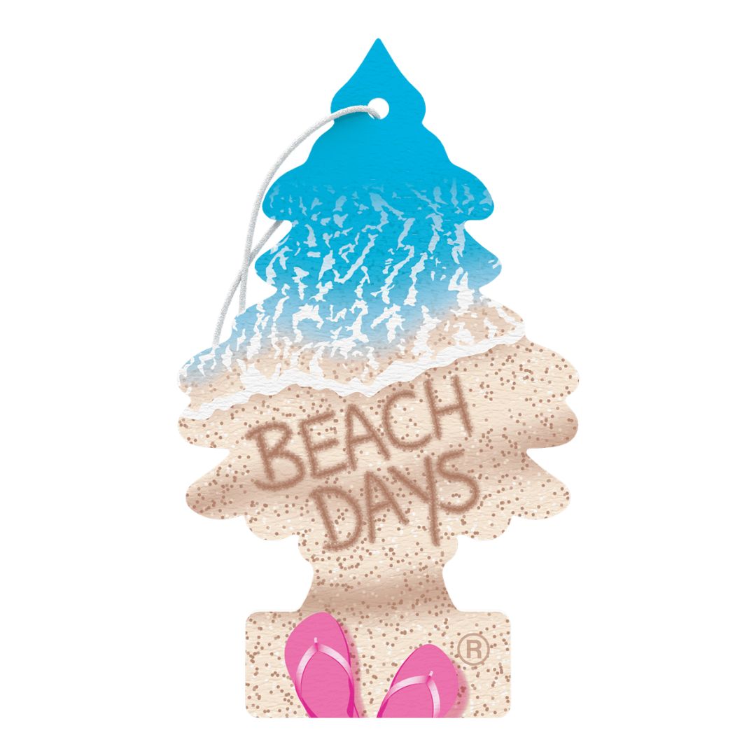 Little Trees Car air freshener shaped like a beach umbrella with 'Beach Days' text on a white background.