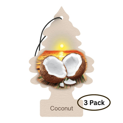 Little Trees Air Freshener - Coconut on white background with "3 pack" label