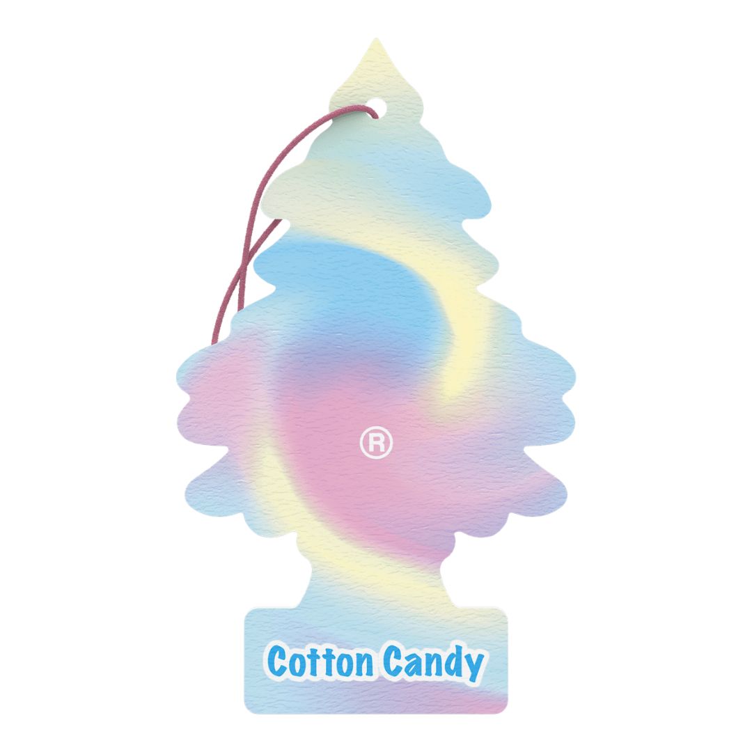 Colourful Little Trees cotton candy-shaped air freshener on a white background