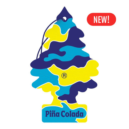 Colourful Little Trees Air freshener shaped like a pineapple with 'Pina Colada' branding on a white background.
