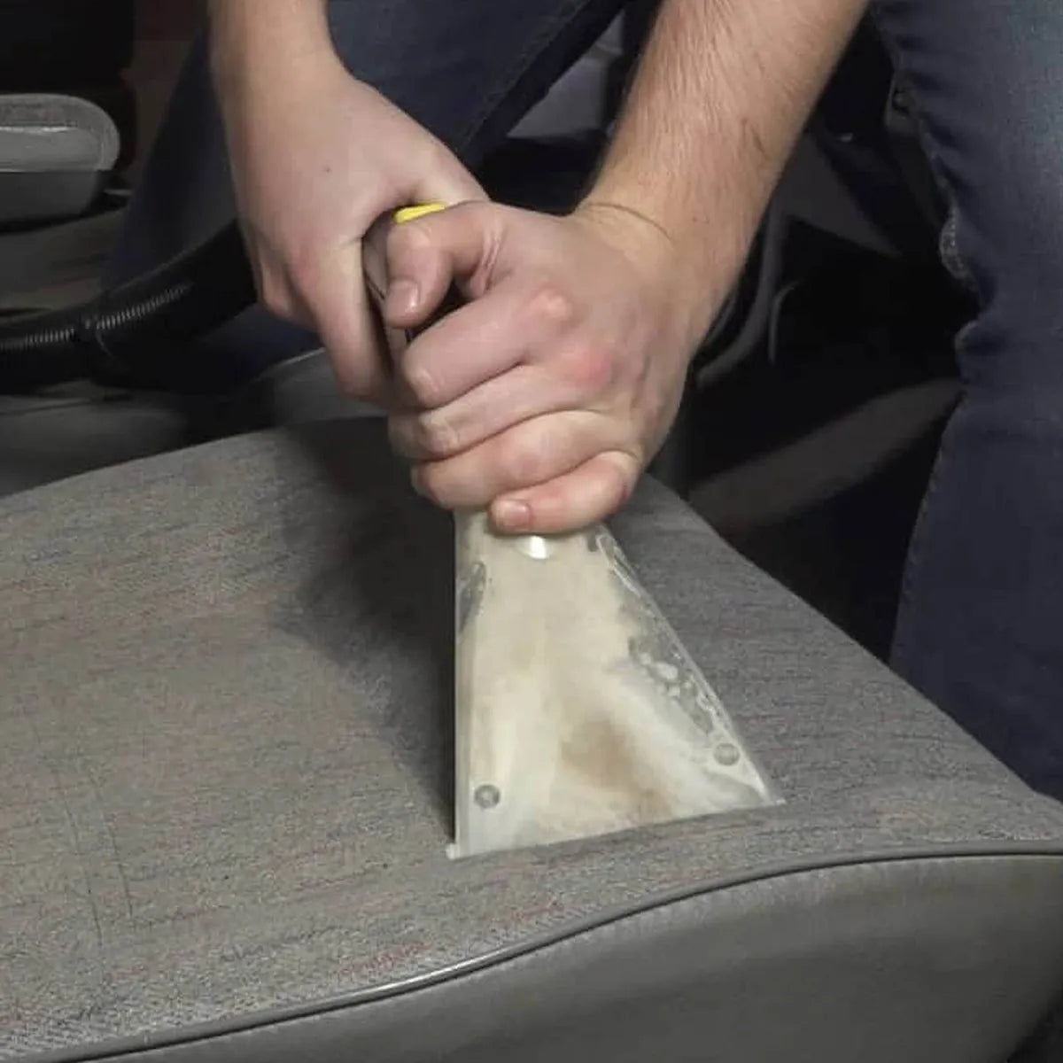 Person using a MaFra Clean Force Compact Wet Vac Nozzle/Shroud