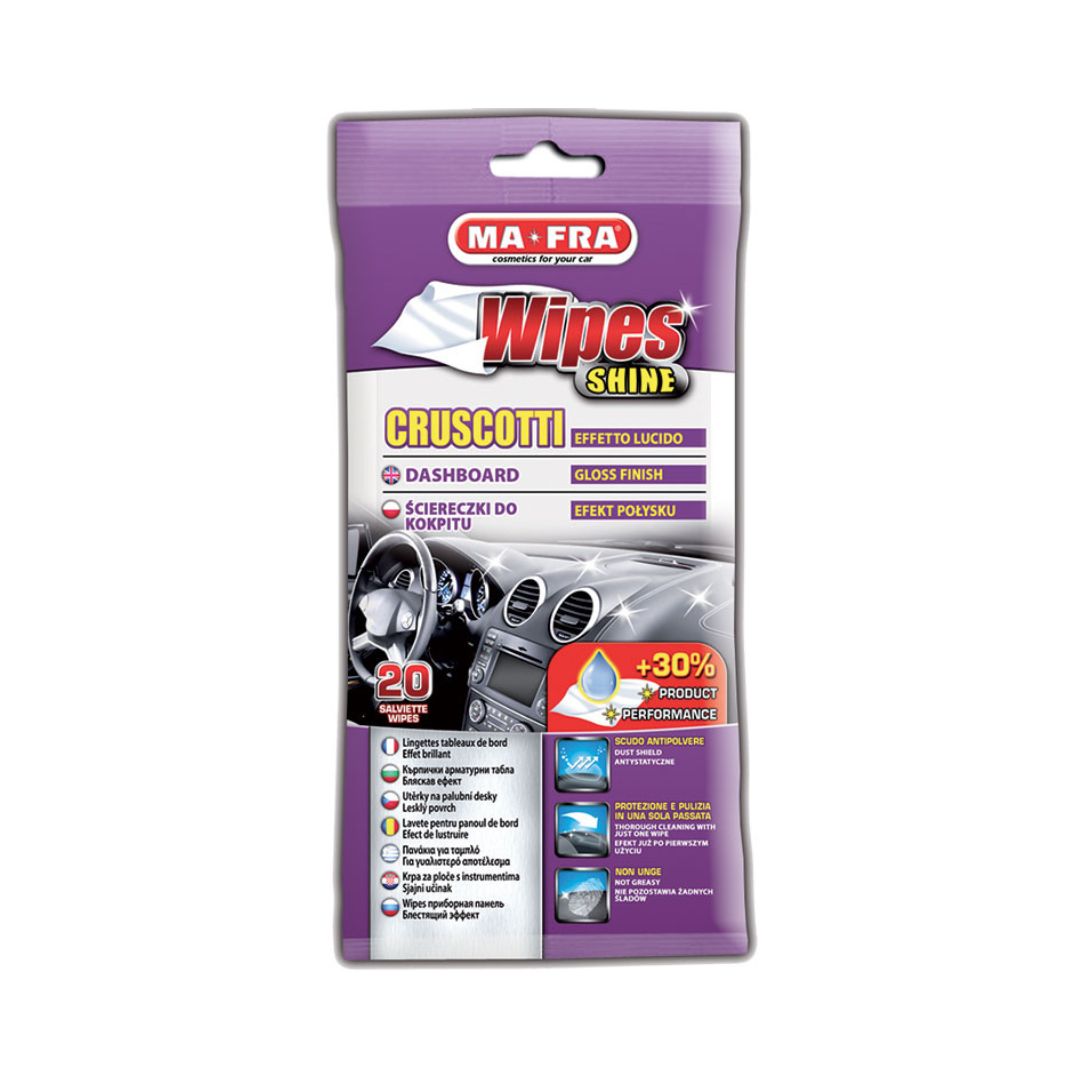 MaFra Dashboard Wipes Shine (20pcs). Dashboard shine wipes for cleaning interior. MaFra Cork, MaFra Ireland