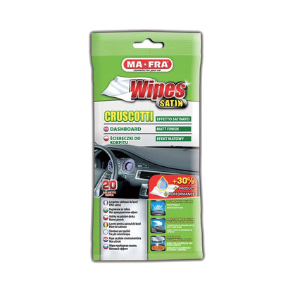 MaFra Dashboard Wipes satin sheen (20pcs). Dashboard shine wipes for cleaning interior. MaFra Cork, MaFra Ireland