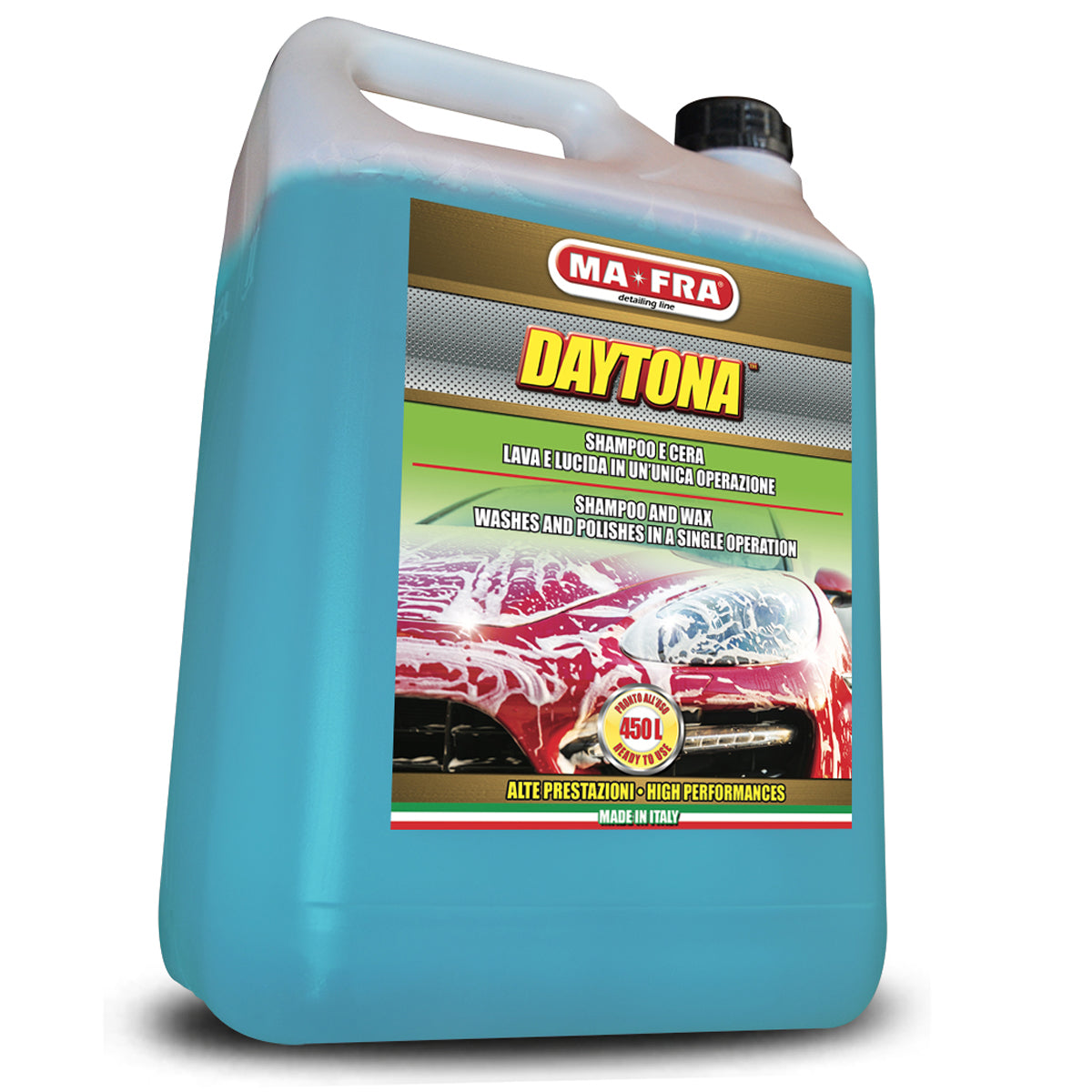 MaFra Daytona - Wash & Wax Conditioner Shampoo 4.5L. MaFra Daytona effortlessly combines washing and waxing into one simple step, enveloping your vehicle in a protective layer suitable for all bodywork types.