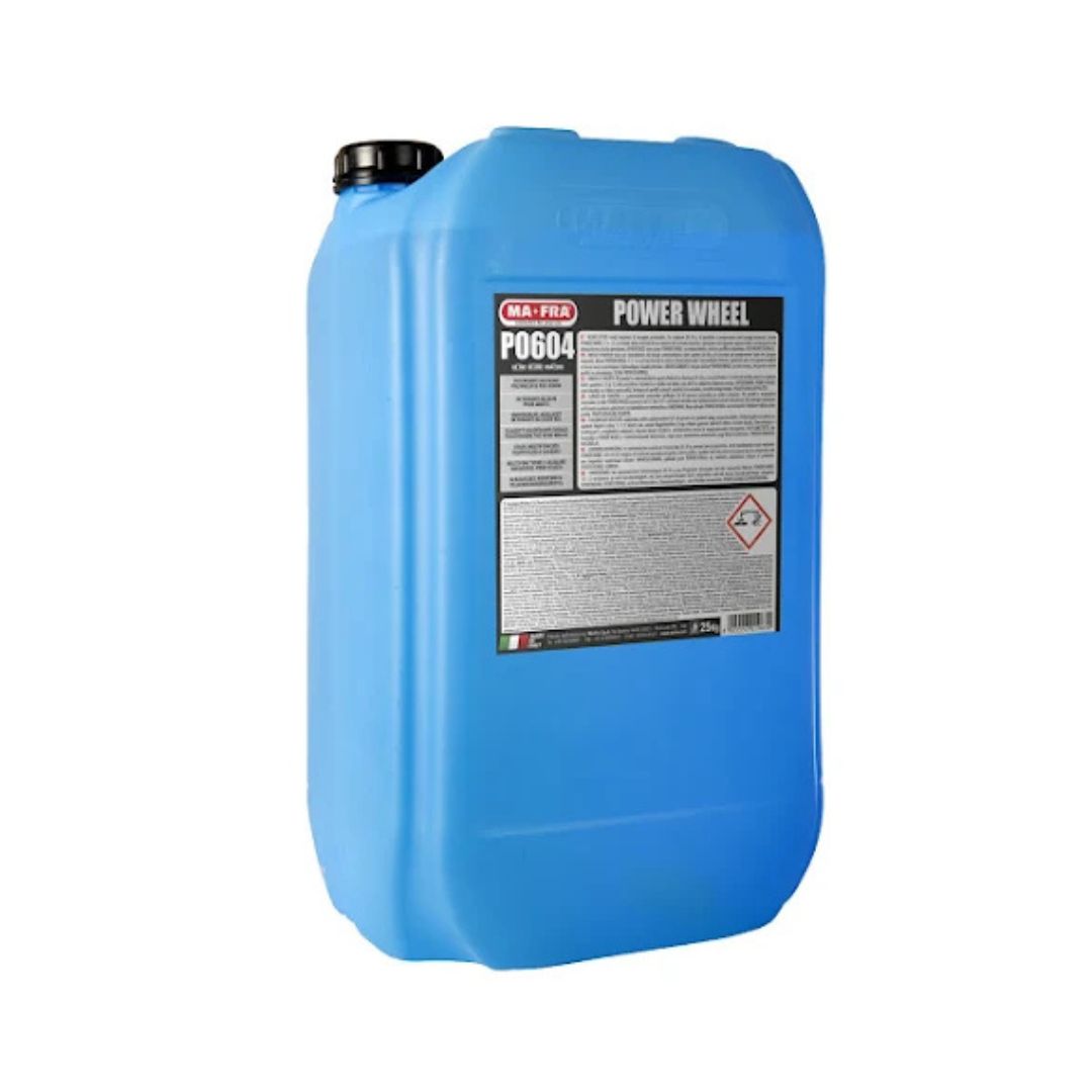 Blue Mafra Power Wheel Wheel Cleaner container with a label on a white background