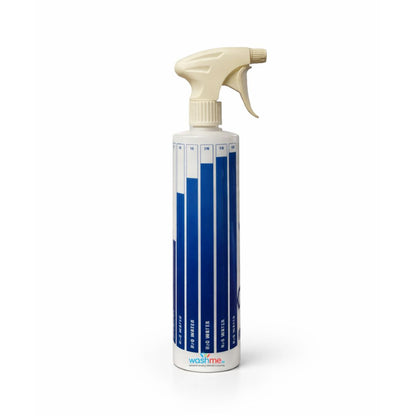 Spray bottle to measure products to mix with water. Spray bottles with Heavy Duty Tigger for interior cleaner. Glass Spray bottle. Wheel Cleaner spray bottles. Canyon Spray Trigger. Dilution Measuring Bottle Blue, Red and Green. Dilution Calculation. Labocosmetica Cork Ireland