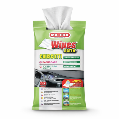 MaFra Dashboard Wipes Satin Sheen. Dashboard polishing wipes. Disposable wipes
