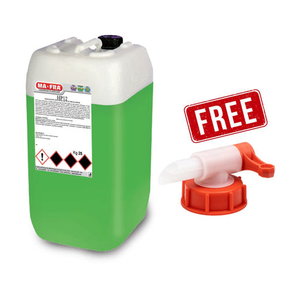 Green MaFra HP12 industrial container with red pump and 'FREE' label on a white background