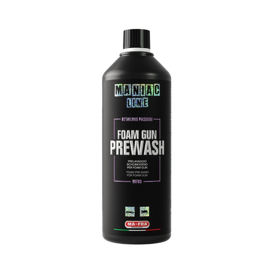 Black bottle of Maniac Line Foam Gun Prewash on a white background