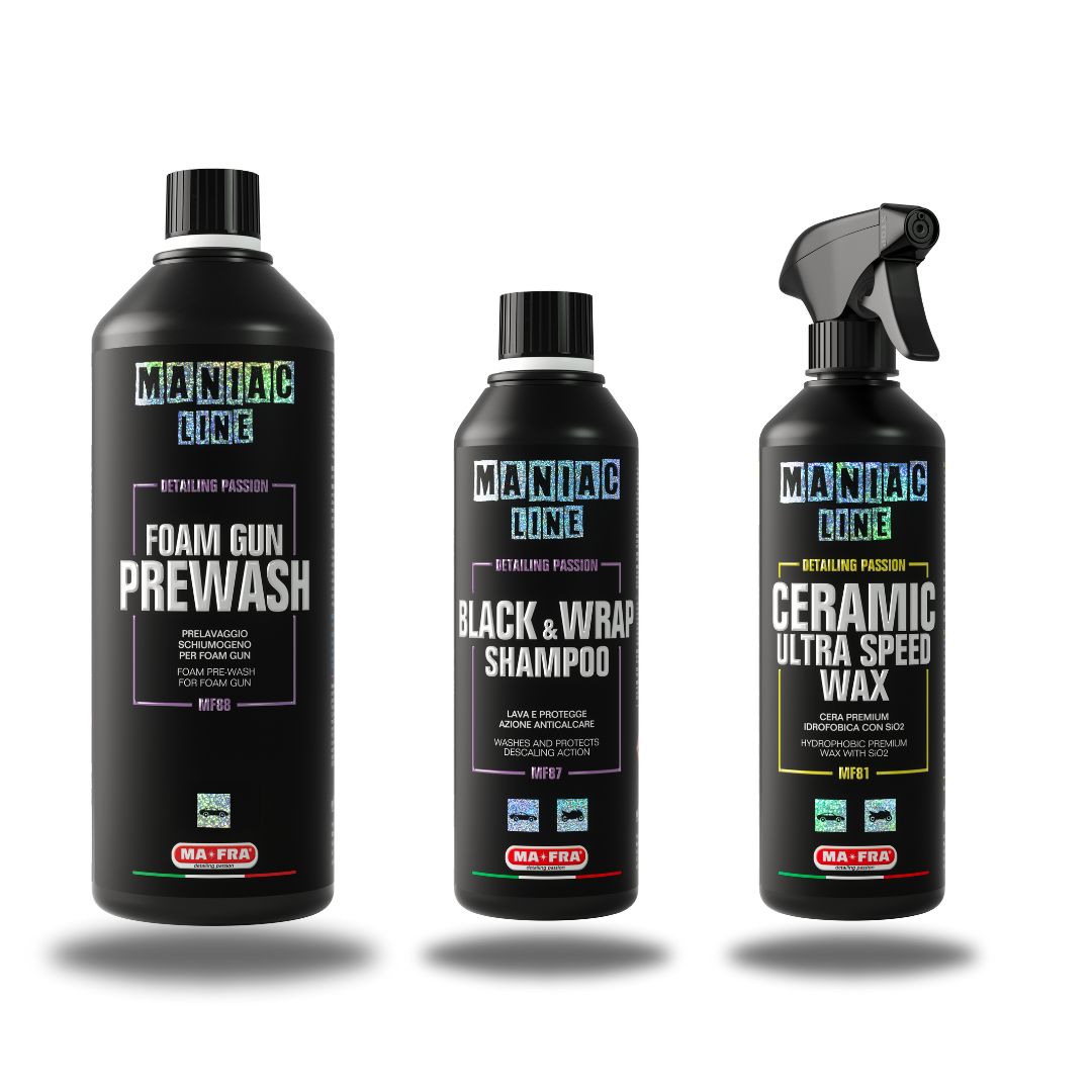 If you like foam, suds and beading then this Maniac Foam Gun and Bucket Shampoo Kit with Ultra Ceramic Speed Wax is for you.