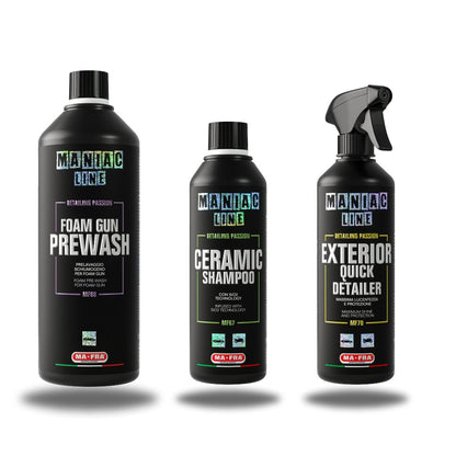 For those who want quick gloss and beading. The Maniac Foam Gun and Ceramic Shampoo Kit with Quick Detailer.