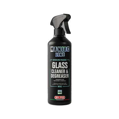 500ml Glass cleaner and degreaser spray bottle with 'Maniac Line' branding on a white background
