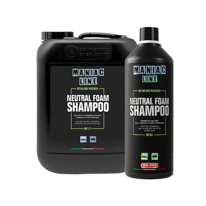 Two bottles of Maniac Line Neutral Foam Shampoo on a white background