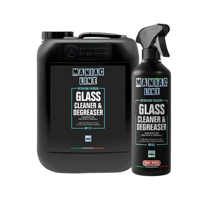 Two bottles of Maniac Line Glass Cleaner & Degreaser on a white background