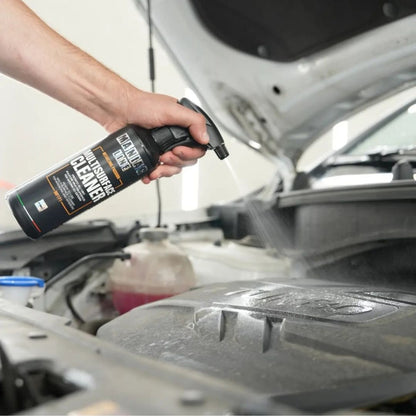 Maniac Multisurface Cleaner sprayed into engine bay to do an engine detail