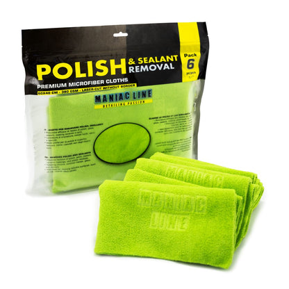Green Maniac Polish and Sealant Microfibre Buffing Cloths - 6 Pack. Maniac Line Ireland