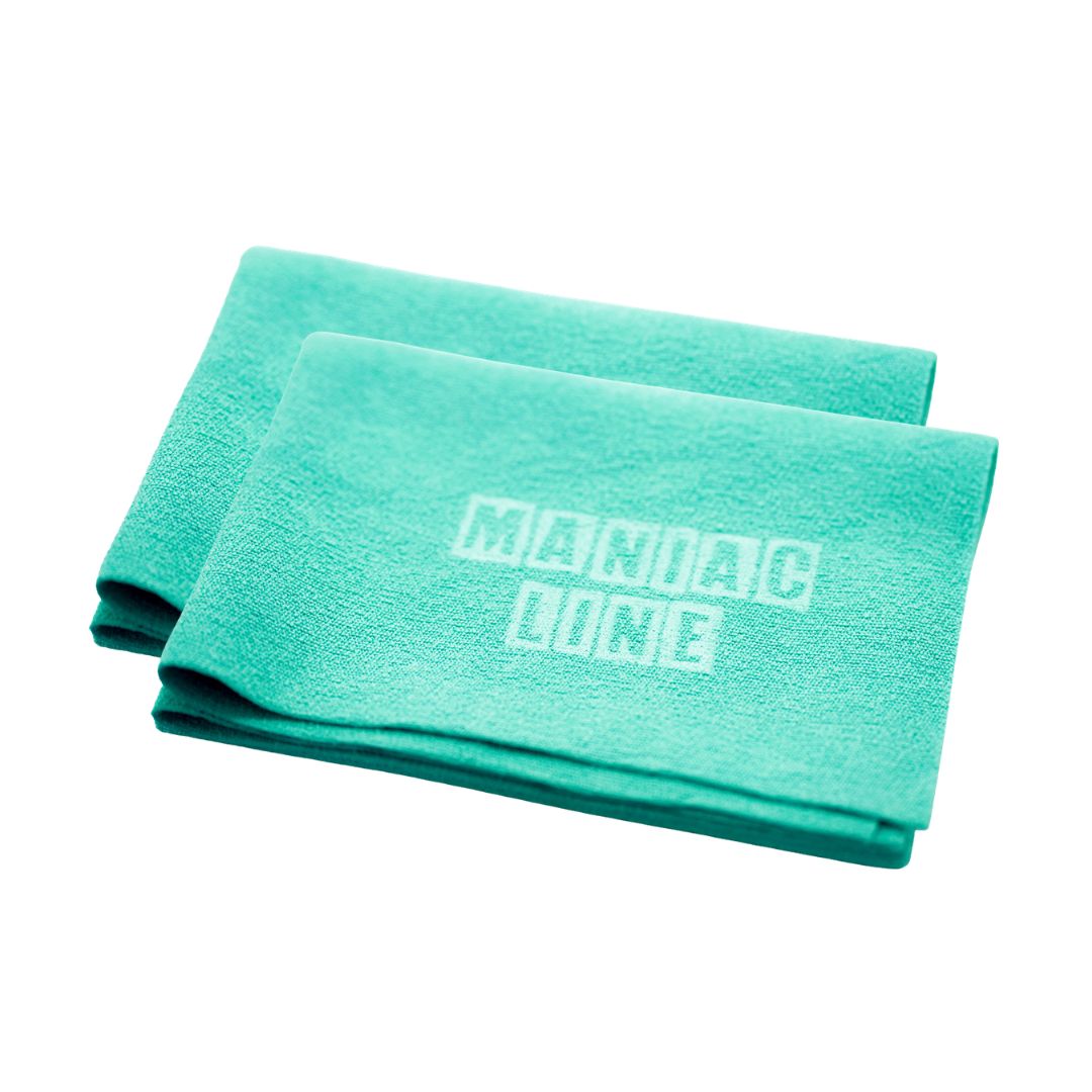 2x Maniac Ultimate Microfibre Glass Cloth in marine green. Maniac Line Ireland