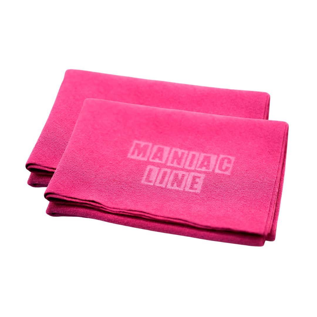 2 Maniac Ultimate Microfibre Glass Cloth in pink. Maniac Line Ireland
