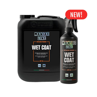Maniac Line Wet Coat product set with large container and spray bottle on a white background