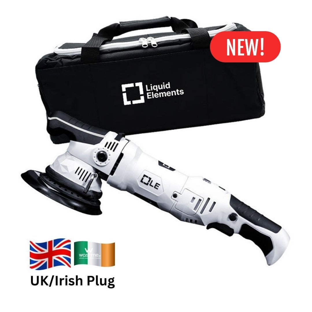Liquid Elements T5200 - 21mm Orbit Dual Action Polisher with black carrying case on a white background