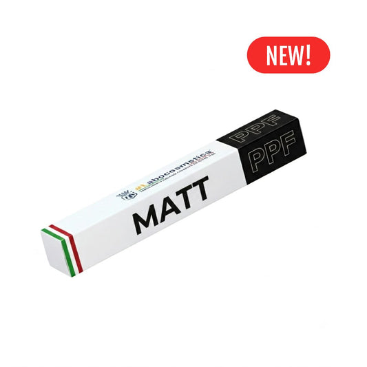 A box of Labocosmetica Matt PPF (Paint Protection Film) adhesive film, shown at an angle on a white background with a red 'NEW!' badge in the top right corner.