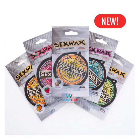 SexWax air freshener with orange, coconut, strawberry, pineapple and grape scent. long lasting air fresheners by SexWax Ireland. New label on white background
