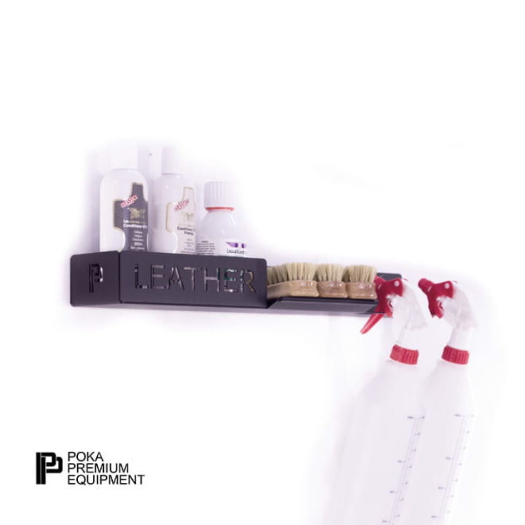 Poka Premium Leather Care Shelfe 50cm. High quality aluminium brush holder for workshop. Poka Premium Ireland Poka Premium Cork Ireland