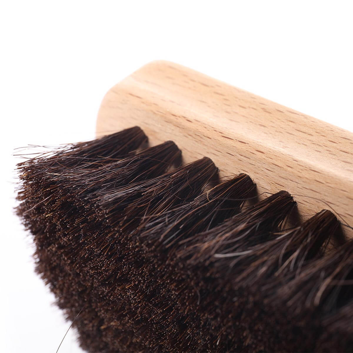 SGCB fabric and Leather Brush. Wooden top and horse hair bristles. brown brushes. SGCB Ireland, SGCB Cork Ireland