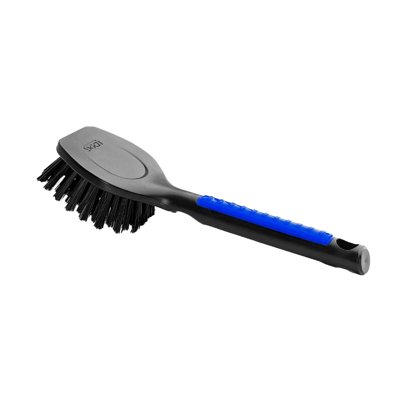 SGCB Tyre Brush Ergonomic Grip with Long Handle with a blue handle on a white background. SGCB Ireland