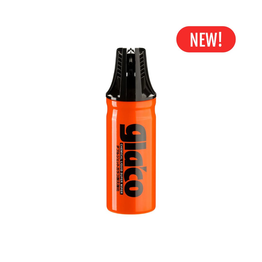 Orange and black spray bottle with 'Glaco' branding on a white background