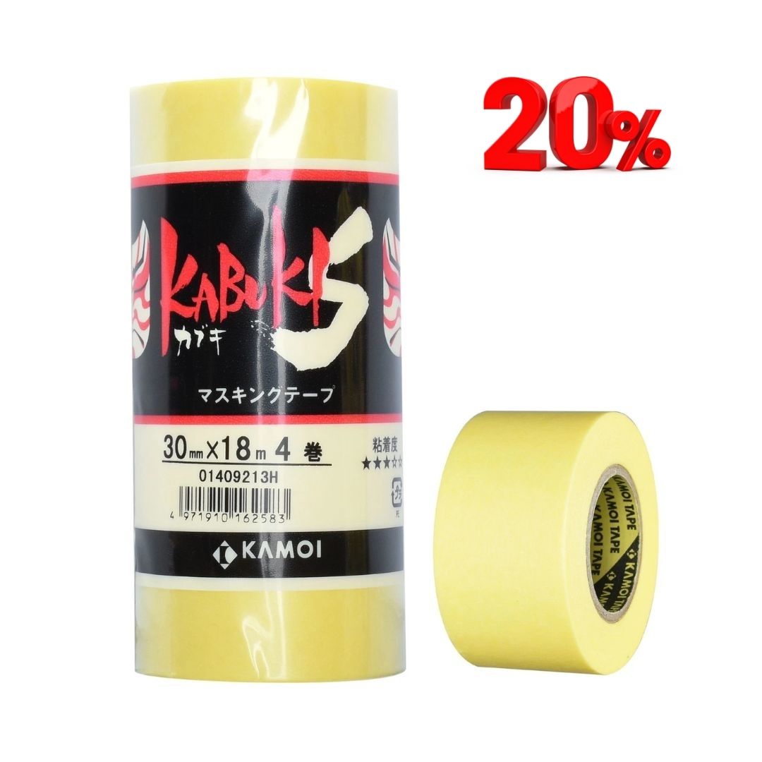 KAMOI Kabuki-S Masking Tape 30 mm x 18 m - 4 Pack