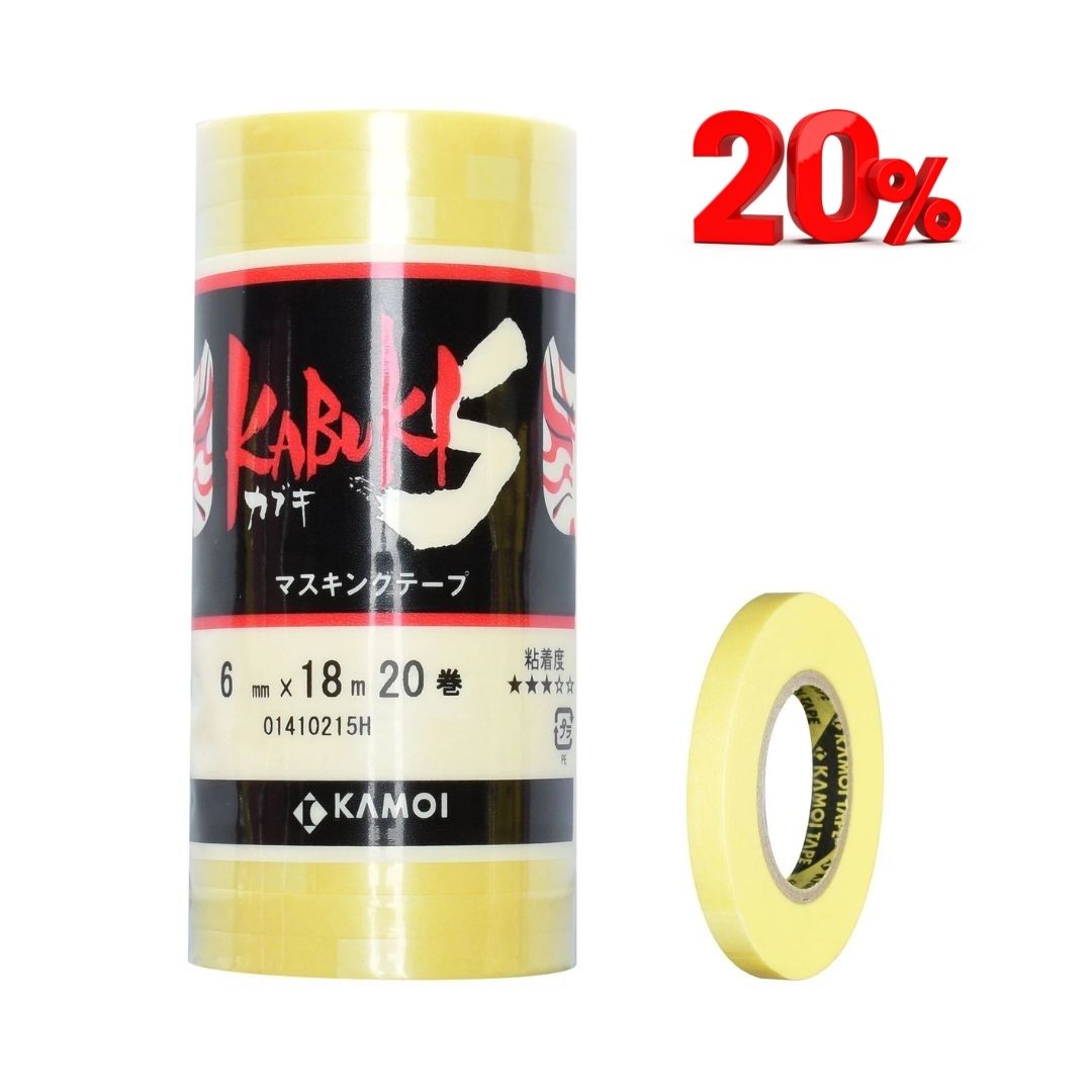 KAMOI Kabuki-S Masking Tape 6 mm x 18 m - 20 Pack