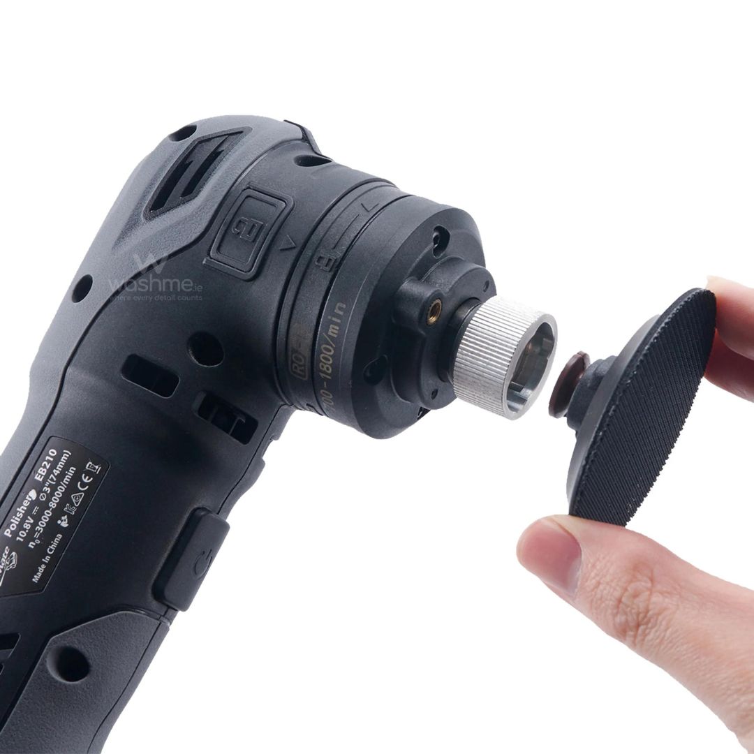 ShineMate's new EB210 cordless battery-powered mini polisher. Flex PXE Mini polishing machine. ShineMate Ireland.