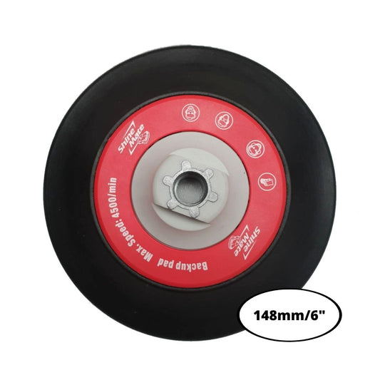 ShineMate FlexEdge M14 Backing Plate for Rotary 6" (148mm) and black outer rim on a white background