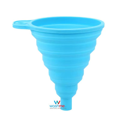 blue silicone funnel. foldable funnel to fill liquids. washme funnel. best funnel ireland