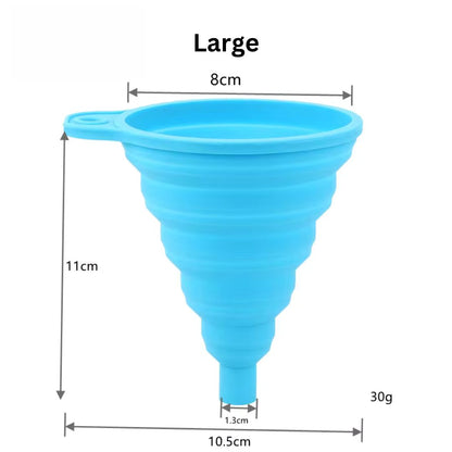 blue silicone funnel. foldable funnel to fill liquids. washme funnel. best funnel ireland