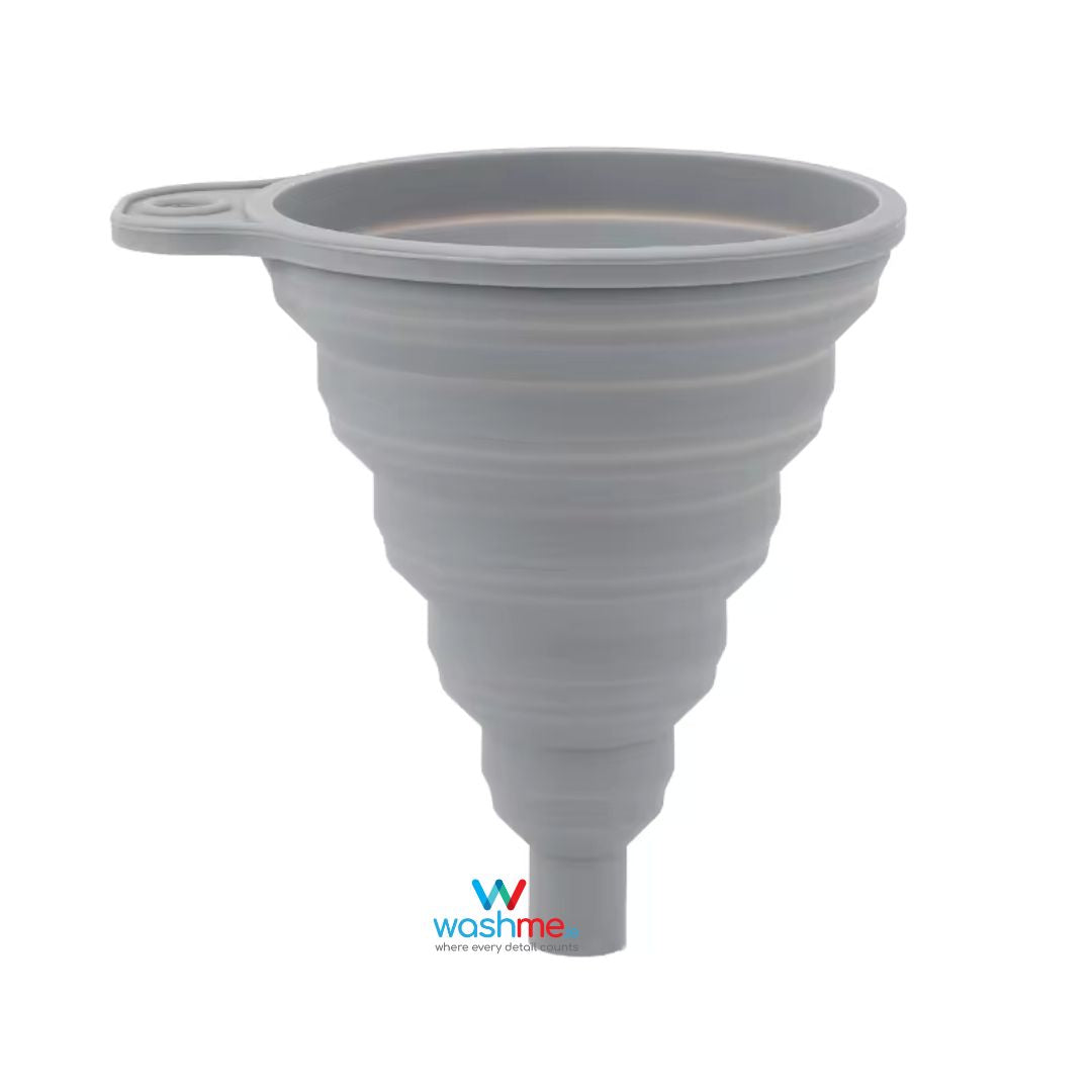 Grey silicone funnel. foldable funnel to fill liquids. washme funnel. best funnel ireland