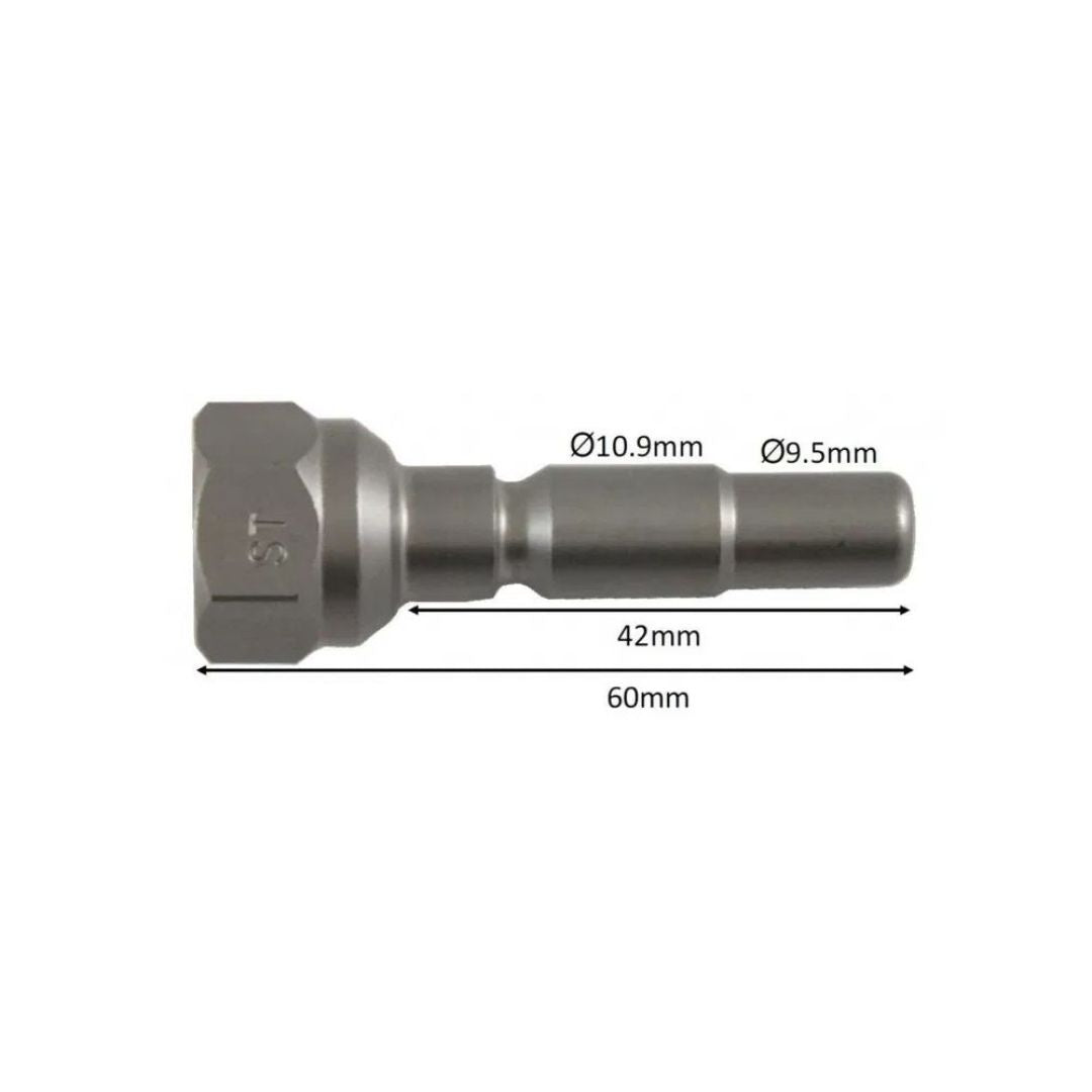 Metal snow foam adapter for kranzle D10 with dimensions labeled on a white background with dimensions labeled