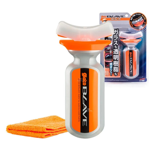 Soft99 Glaco Blave - Glass & Plastic Water Repellent 70ml bottle with orange cap and packaging on a white background