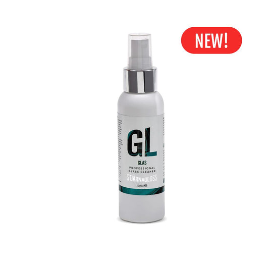 Stjarnagloss Glas 100ml professional glass cleaner spray bottle on a white background with a 'New!' label on a white background